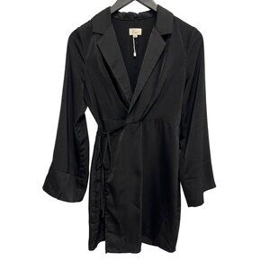 Lena Wrap Mini Dress Size Small Tie Waist Long Sleeve Satin Business Casual Work
